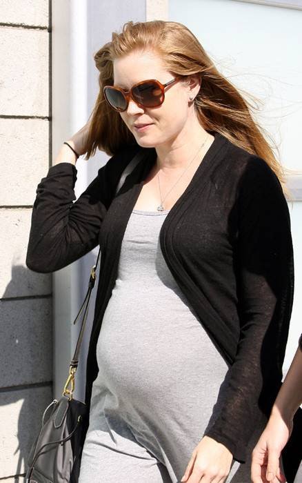 A heavily pregnant  Amy Adams seen here in Venice with a friend