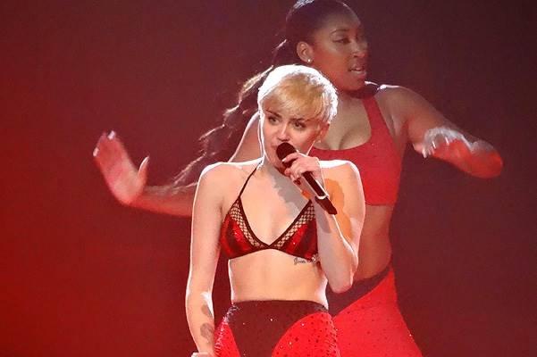 Miley Cyrus live in concert at the MGM Grand Arena in Las Vegas