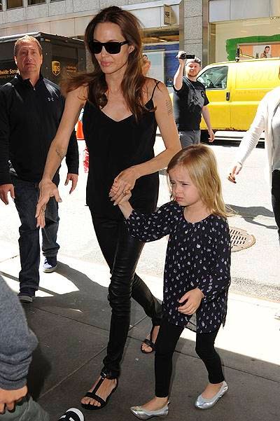 Angelina Jolie and her kids go to FAO Schwarz in New York City