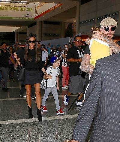 David and Victoria Beckham were seen leaving LA with the family