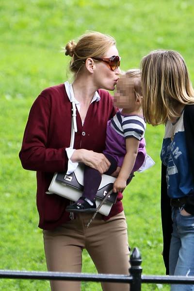 EXCLUSIVE: Uma Thurman brings kids Maya Thurman-Hawke, Levon Thurman-Hawke and baby Luna Busson to an outing in New York City