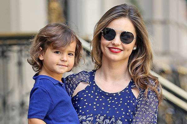 Miranda Kerr is all smiles as she steps out with her son Flynn Bloom in New York City