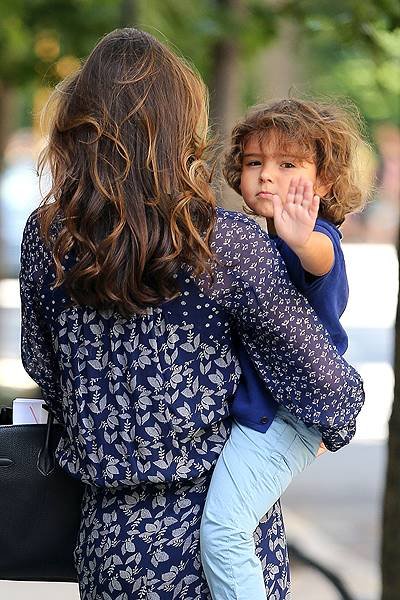 Miranda Kerr is all smiles as she steps out with her son Flynn Bloom in New York City