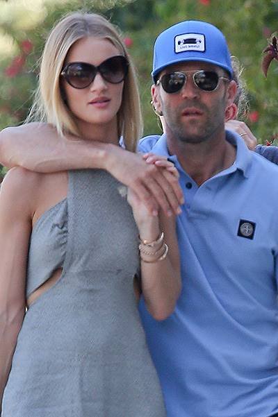 EXCLUSIVE: Rosie Huntington-Whiteley and Jason Statham go for lunch in Malibu