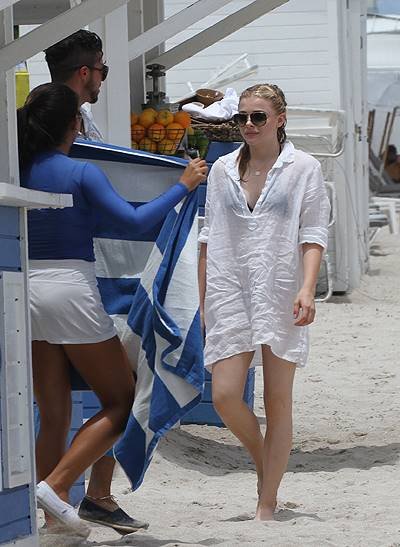 "If I Stay" actress Chloe Grace Moretz out and about on the beach in Miami Beach