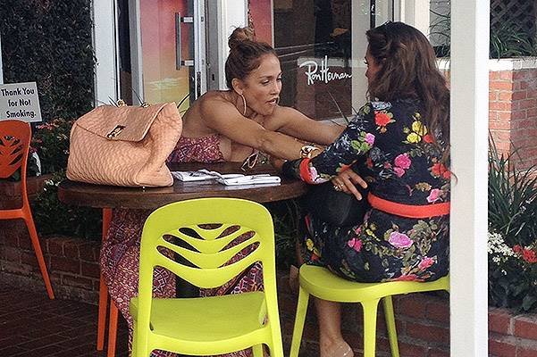 Jennifer Lopez seen meeting BFF Leah Remini at Fred Segal in West Hollywood for lunch and shopping