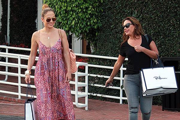 Jennifer Lopez seen meeting BFF Leah Remini at Fred Segal in West Hollywood for lunch and shopping