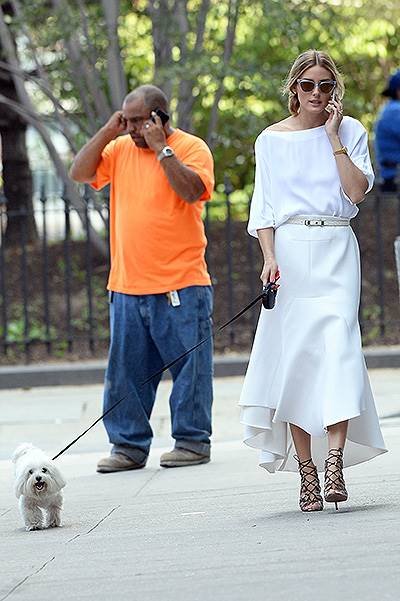 Olivia Palermo walked Mr. Butler in the Dumbo neighborhood of Brooklyn