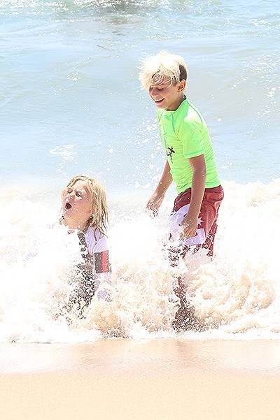 Gwen Stefani and family having fun at the Beach