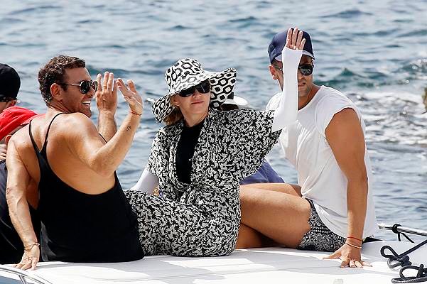 Singer Madonna with friends in Ibiza, Spain