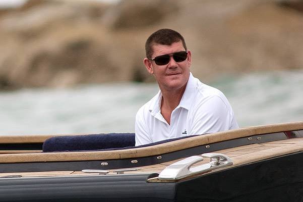 EXCLUSIVE: ** PREMIUM RATES APPLY ** James Packer is taken to his super yacht in Sotogrande, Spain on August 12, 2014