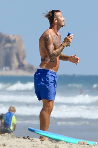 *EXCLUSIVE* David Beckham has a fun day at the beach
