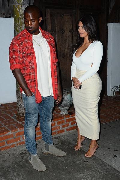 Kim Kardashian and Kanye West leave dinner at The Little Door