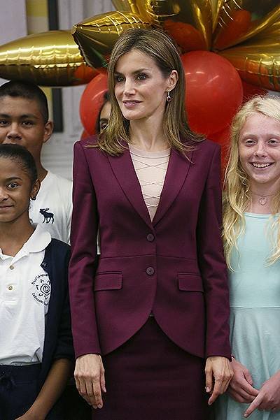 Queen Letizia Of Spain Visits The International Spanish Academies In New York City