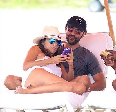 Eva Longoria and Jose Antonio Baston at the beach in Miami