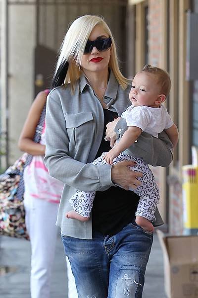 Gwen Stefani and Apollo visit the acupuncture clinic in Los Angeles, CA