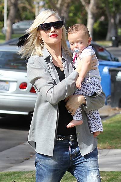 Gwen Stefani and Apollo visit the acupuncture clinic in Los Angeles, CA