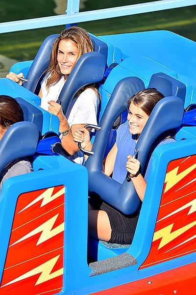 Cindy Crawford and her daughter Kaia Jordan enjoy a day at Disneyland