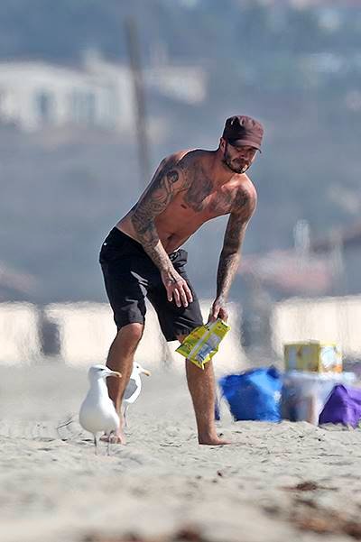 David Beckham takes his son to a surf lesson in Malibu