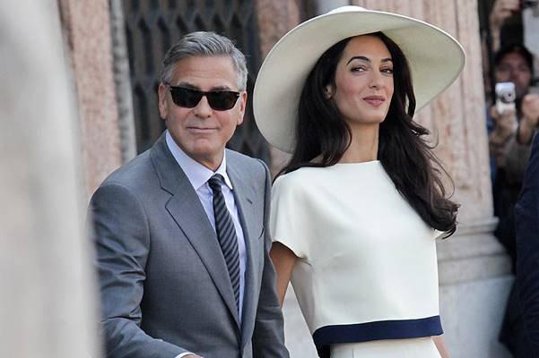 George Clooney and Amal Alamuddin after their marriage civil ceremony in Venice. Former mayor of Rome, Walter Veltroni, also attended. Featuring: Amal Alamuddin,George Clooney Where: Venice, Italy When: 29 Sep 2014 Credit: KIKA/WENN.com **Only available