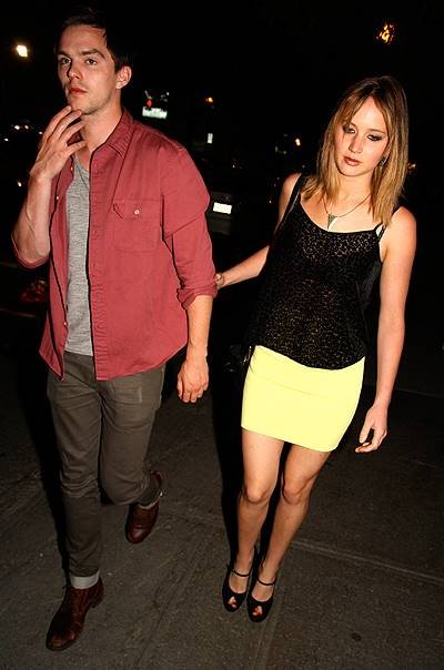 EXCLUSIVE: Jennifer Lawrence and Nicholas Hoult arriving together at a party in Montreal, Canada